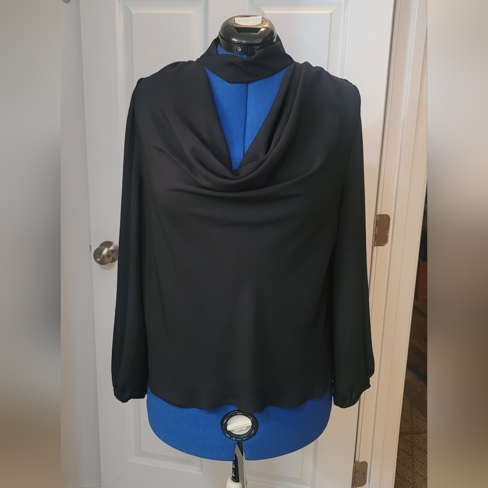NWT black blouse with collar detail